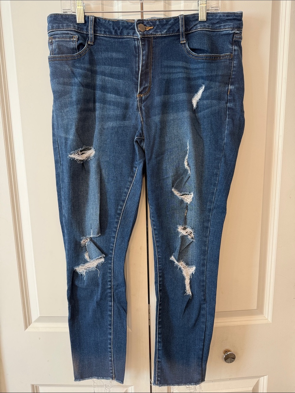a.n.a Dark Blue Distressed Jeggings